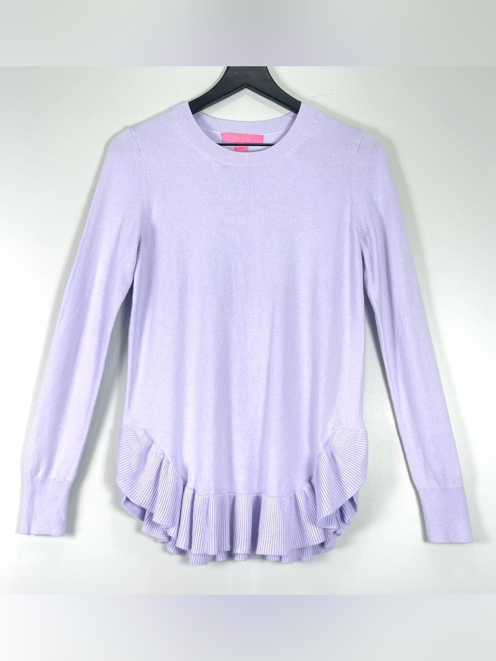 LILLY PULITZER Lavender Lilac Cashmere Blend Sweater Ruffle Hem Size Small